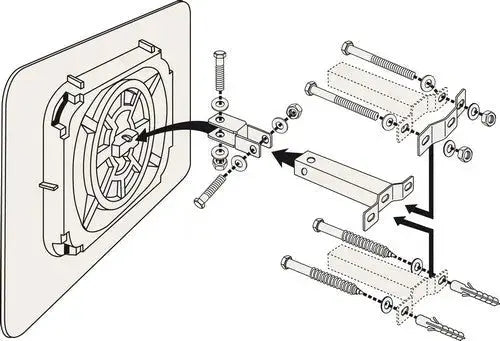 Fixation universelle galvanisée du miroir inox, pour poteau Ø 60 à 90 mm ou mur