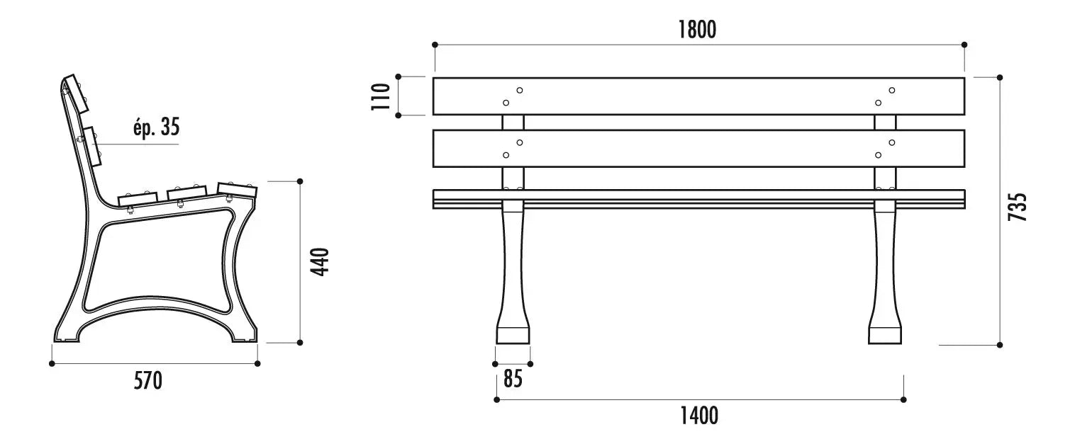 Banc bois pin Dresde