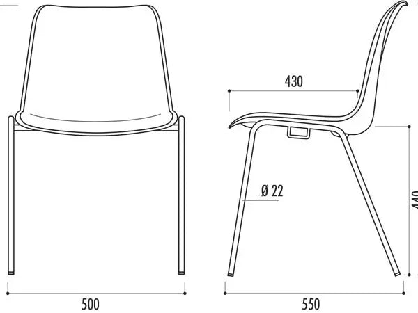 Chaise coque plastique empilable Hélène Ø 22 mm - France Collectivités