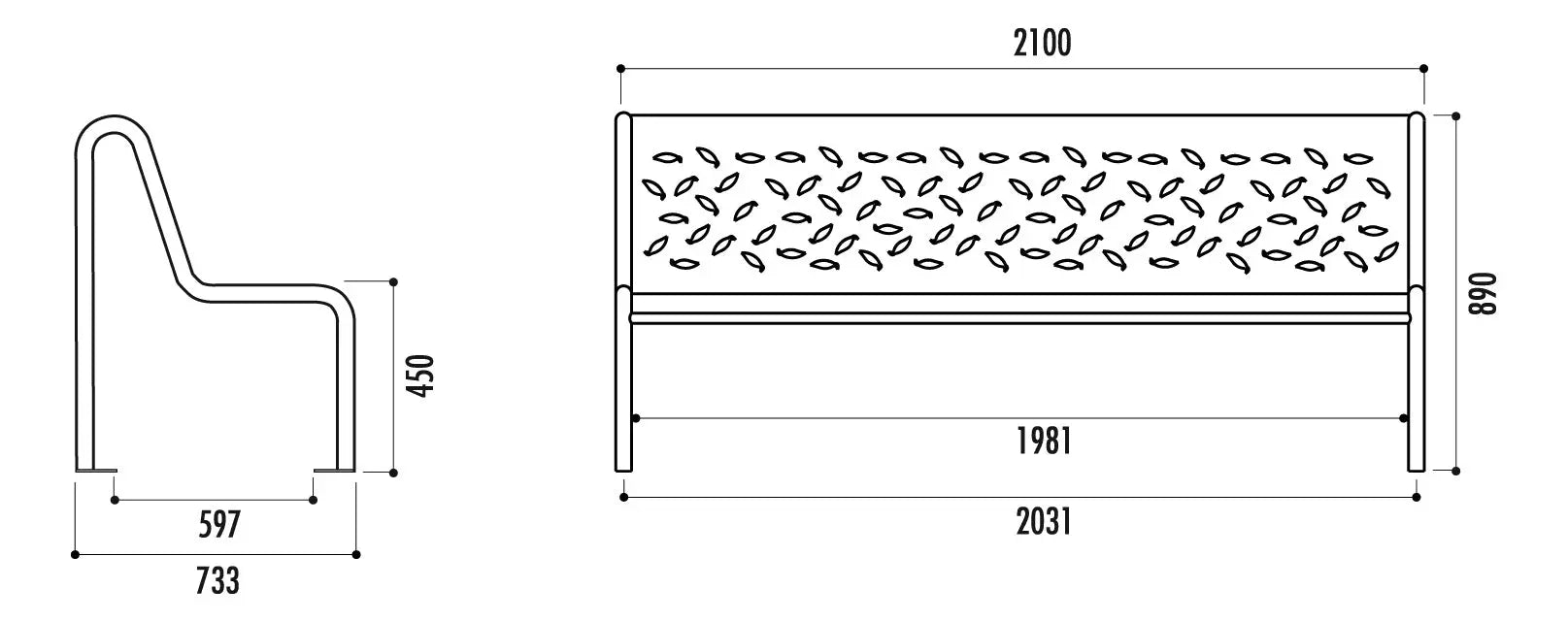 Banc métal Tubular