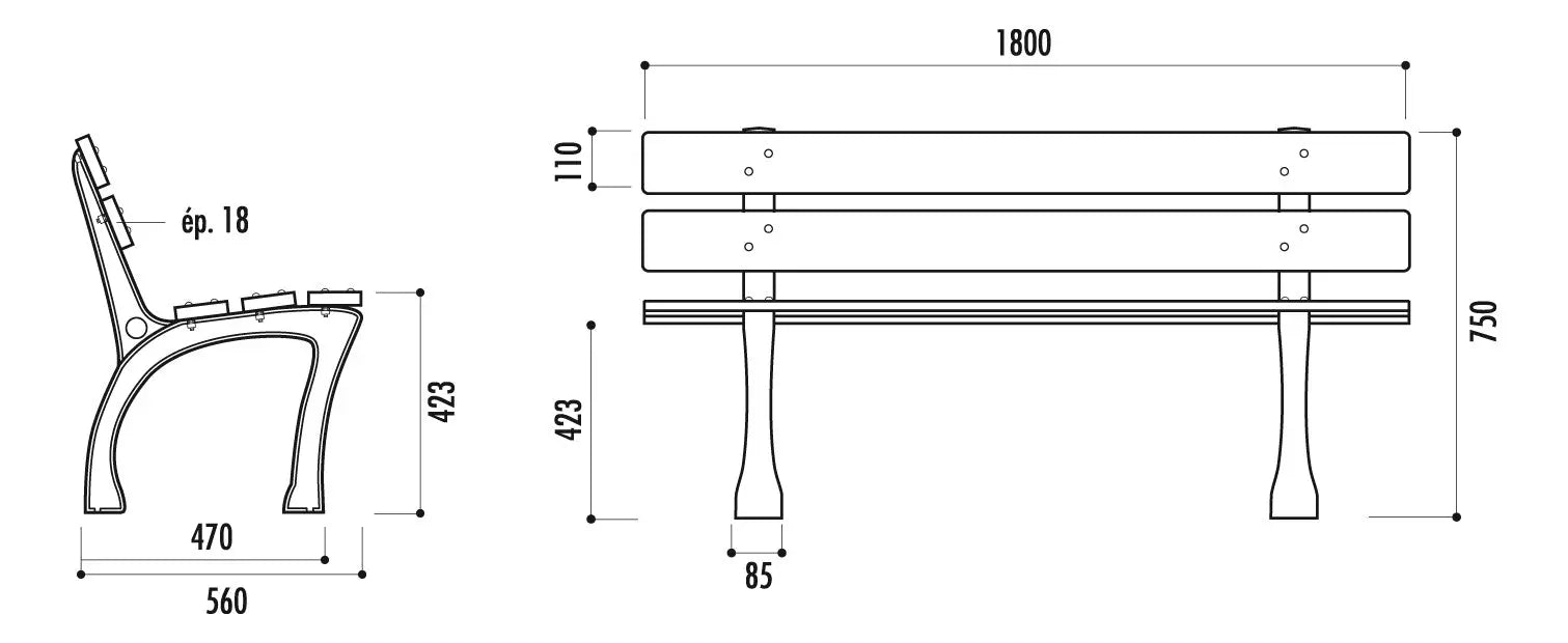 Banc en compact Cork
