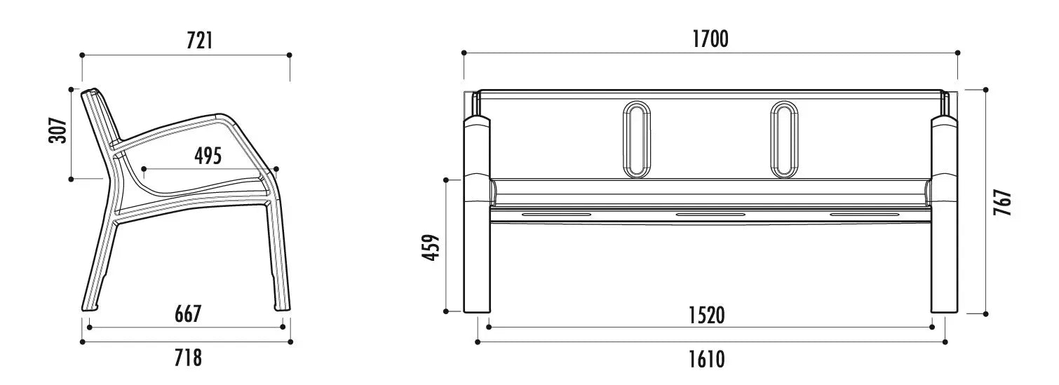 Banc plastique recyclé Alvium