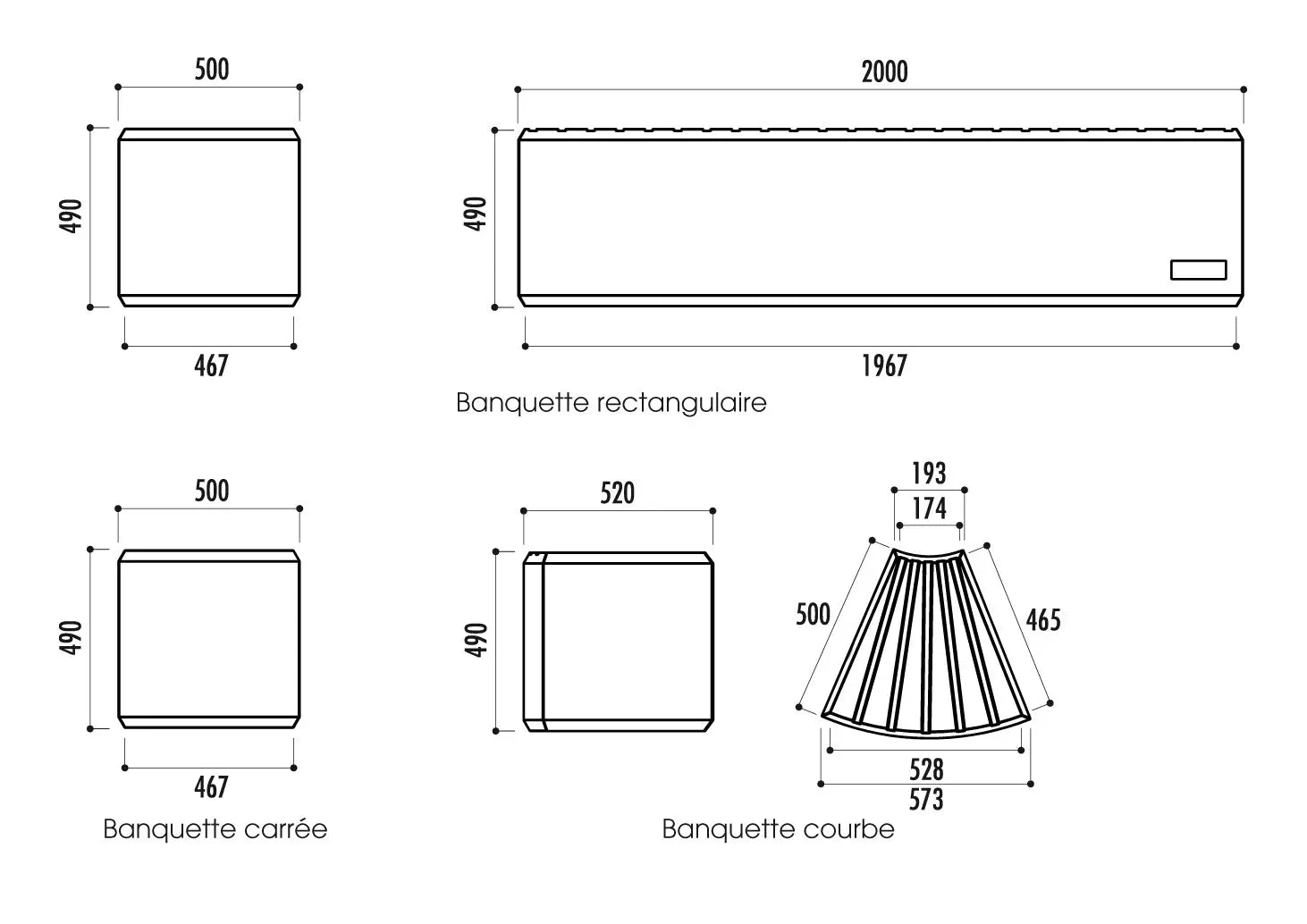 Banquette Heba 2m plastique recyclé