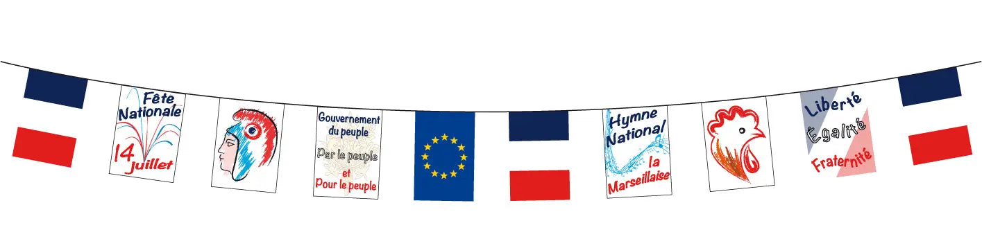 Guirlande les symboles de la France 5 ou 10 m france collectivités