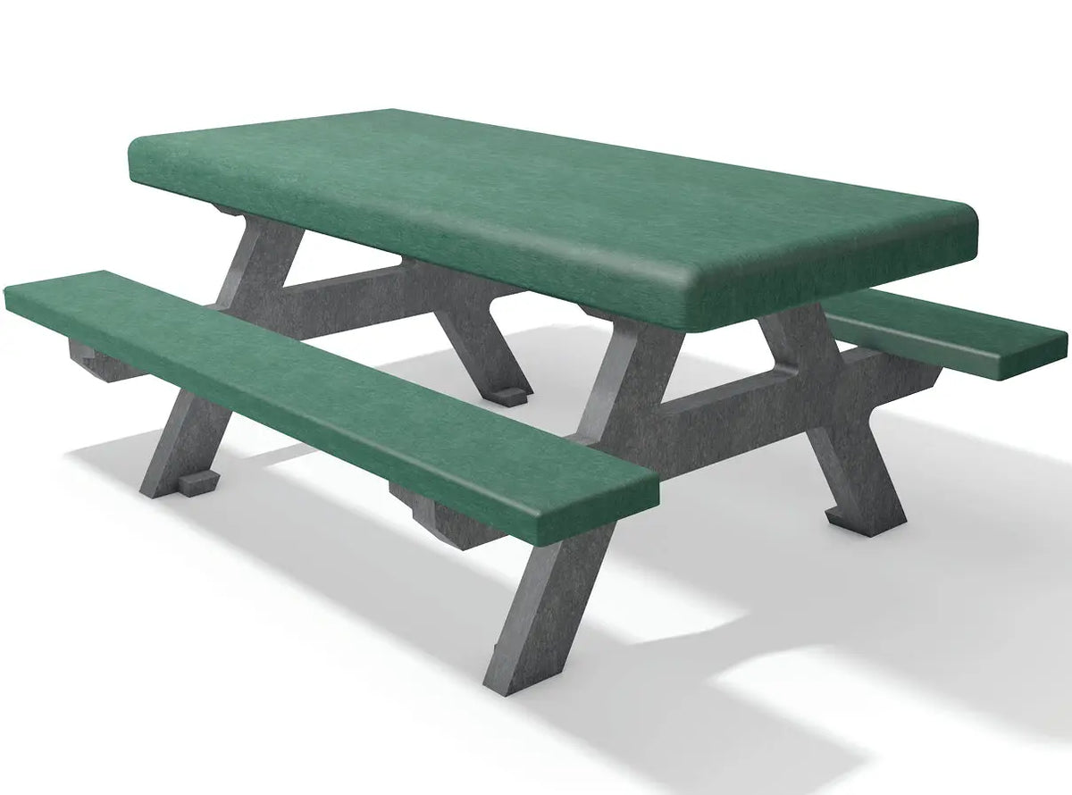Table enfants Forio coloris gris-vert à bancs solidaires – France Collectivités