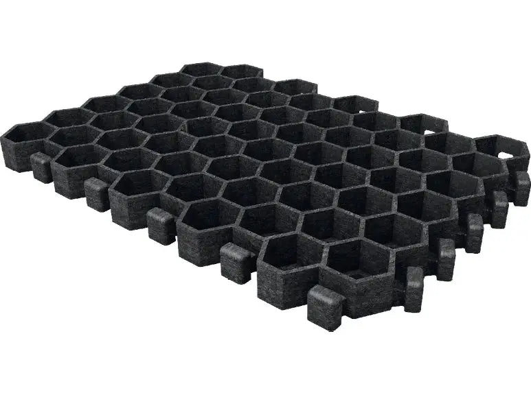 Dalle paddock alvéolée noire 50 x 40 x 4 cm en nid d'abeille, vue 3D – France Collectivités