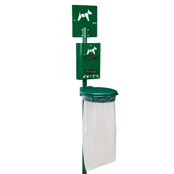 Borne hygiène canine sur poteau Hygeca + support sac collecmur Extreme 110L Rossignol