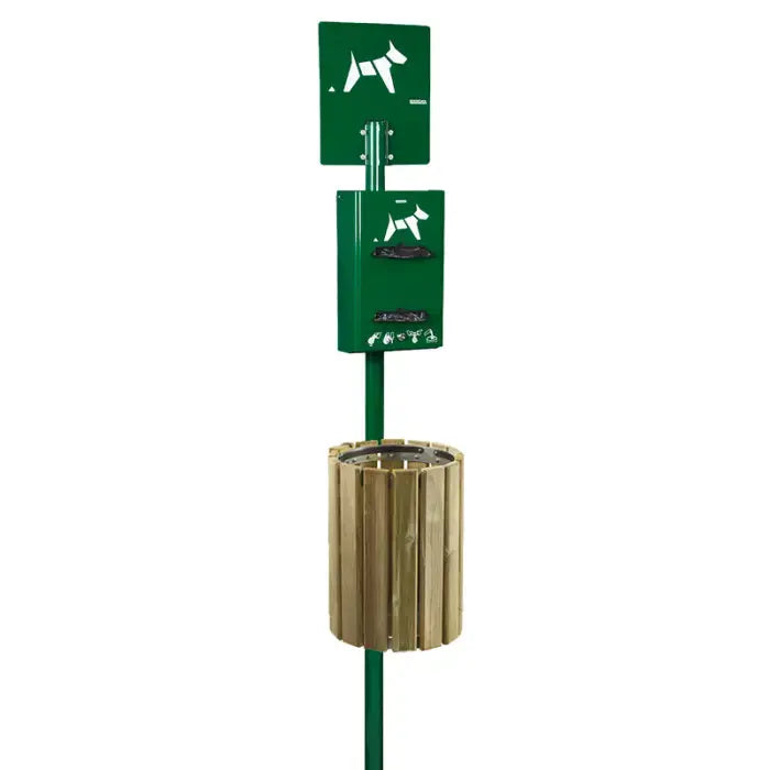 Borne hygiène canine sur poteau Hygeca + corbeille Eden Rossignol