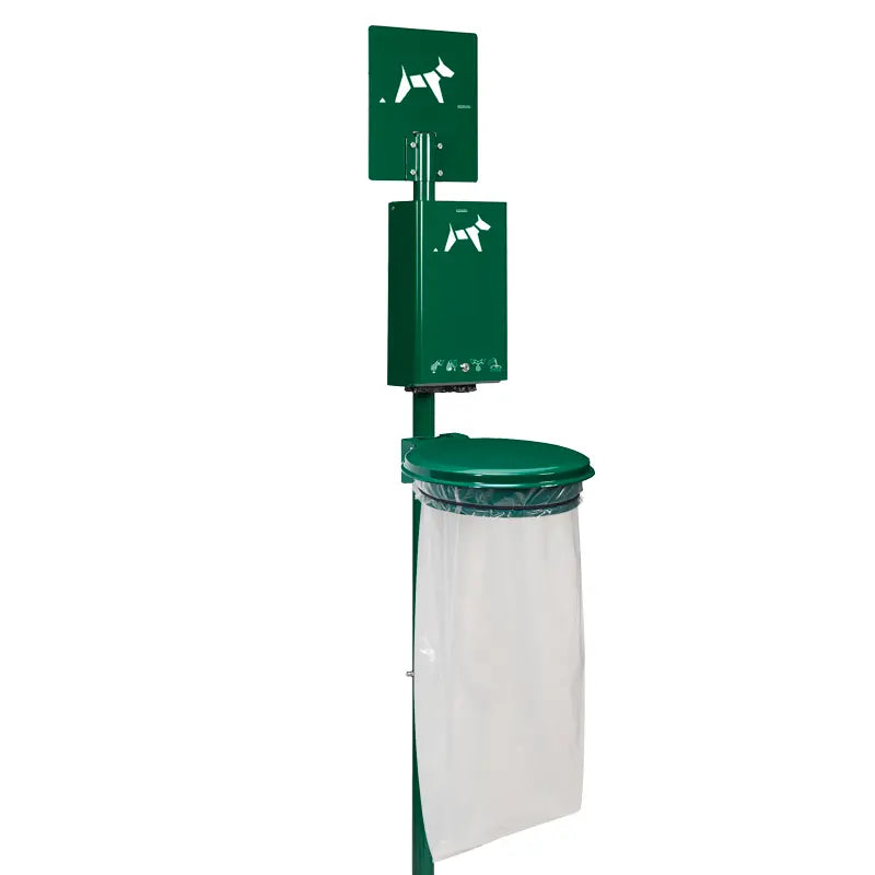 Borne hygiène canine sur poteau Hygeca + support sac collecmur Essentiel 110L