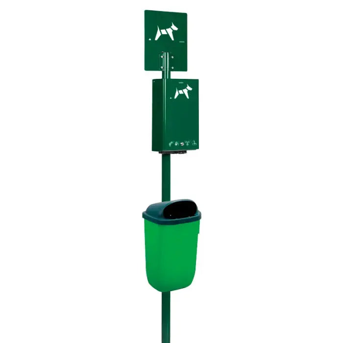 Borne hygiène canine sur poteau Hygeca + corbeille Xerios Rossignol