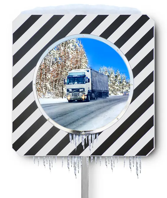Miroir de circulation routière 90° INOX POLI avec dispositif ANTIGIVRE - France Collectivités