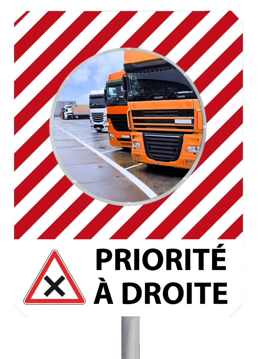 Miroir de sécurité avec message "Priorité à droite" 90° - France Collectivités