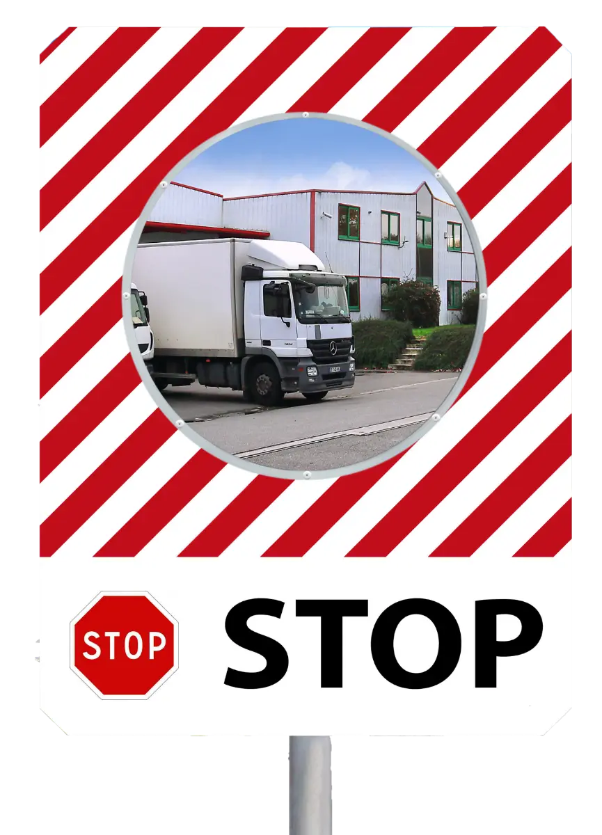 Miroir de sécurité avec message "Stop" 90° - France Collectivités