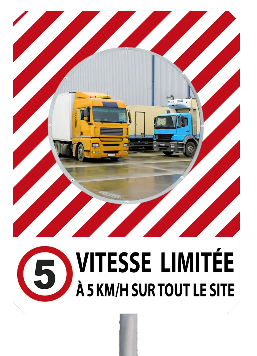 Miroir de sécurité avec message "Vitesse limitée" 90° - France Collectivités