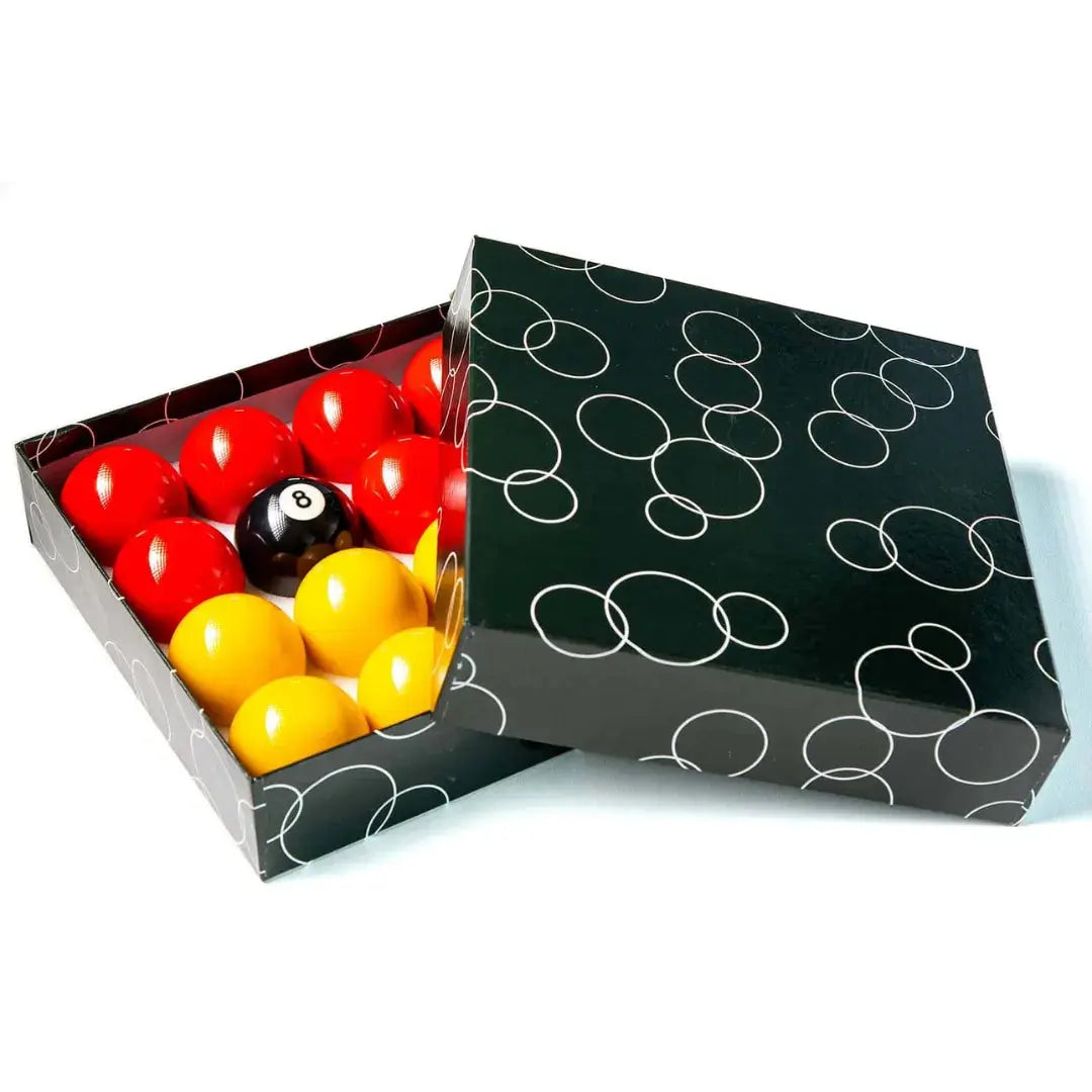 Jeu de billes pour billard pool, billes rouge et jaune de 57mm avec rangement boîte