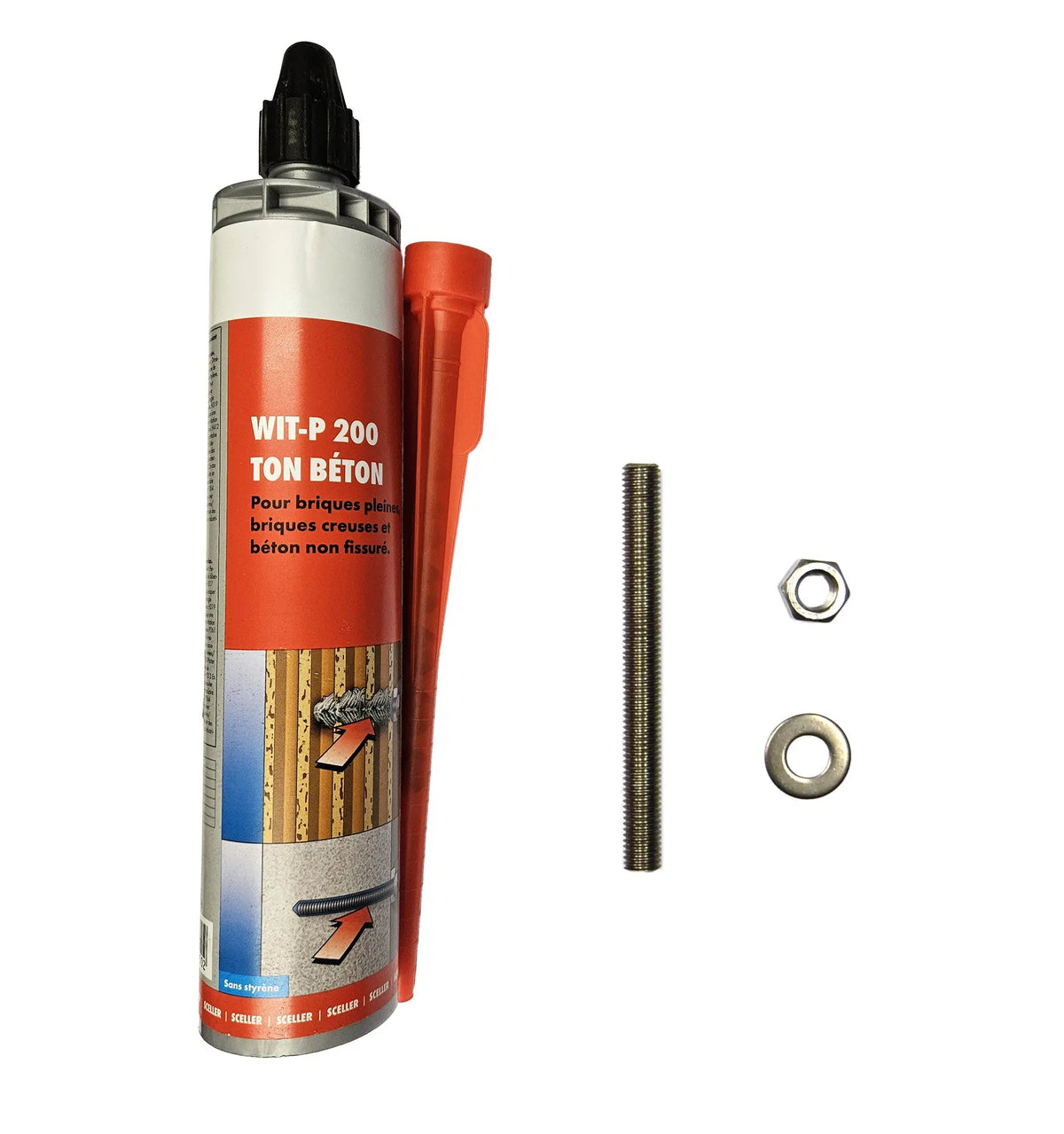 Kit de fixation inox M12 pour cache-conteneurs et barrières sur sol béton