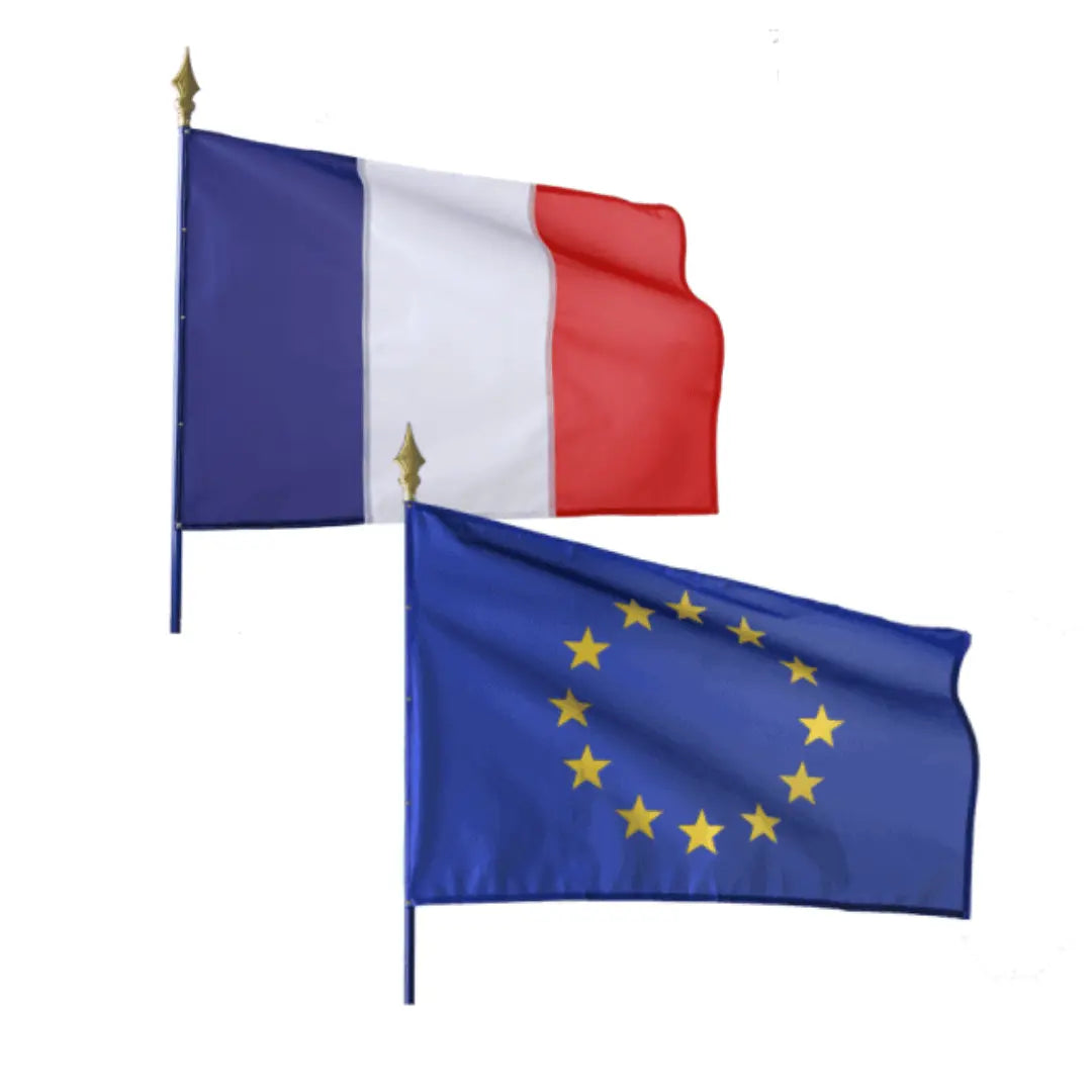 Kit école - Loi Peillon - 1 écusson personnalisable + 2 drapeaux france collectivités