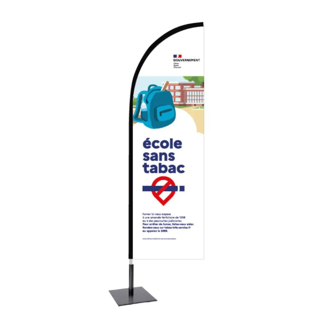 Kit Voile drapeau avec pied - Espace sans tabac france collectivités