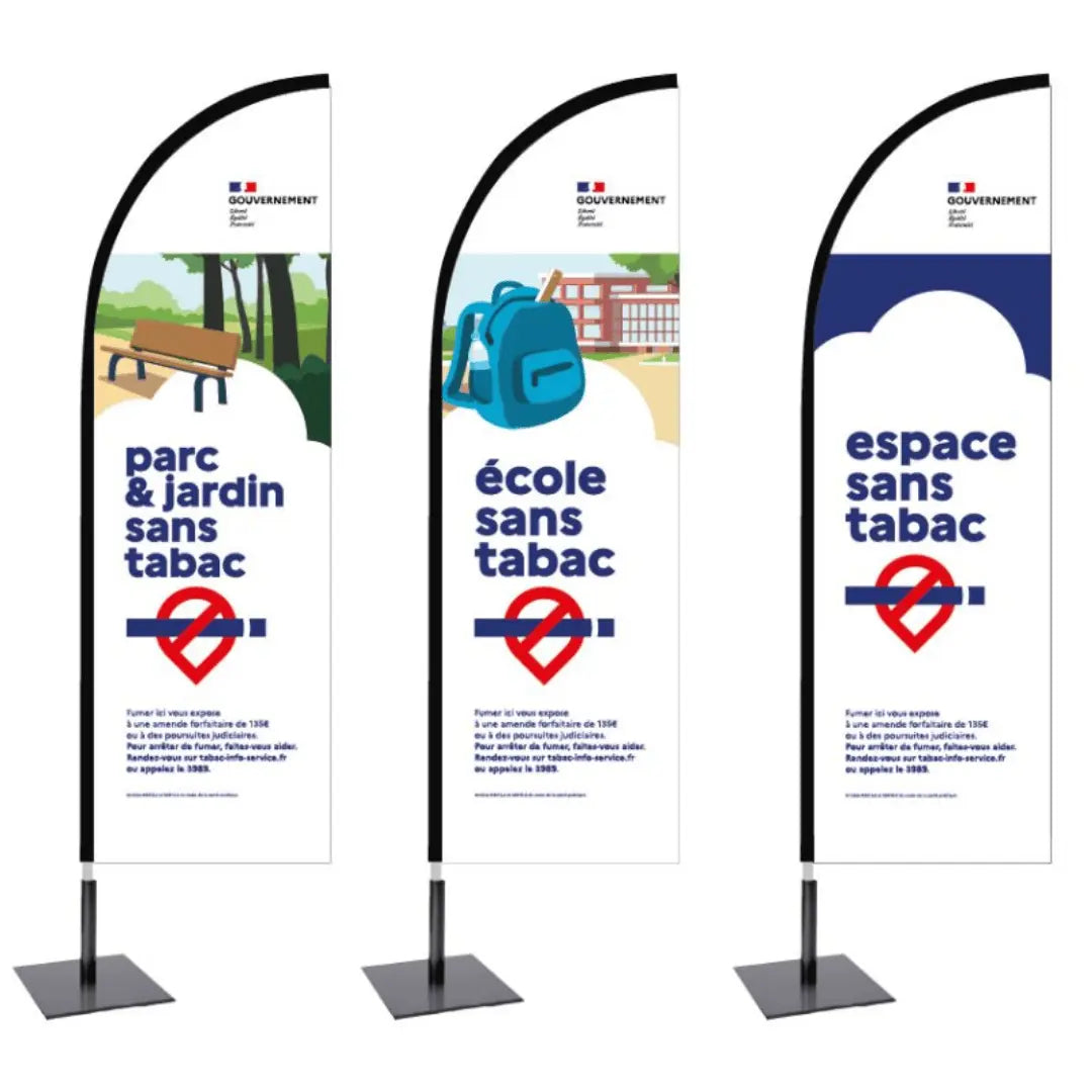 Kit Voile drapeau avec pied - Espace sans tabac france collectivités