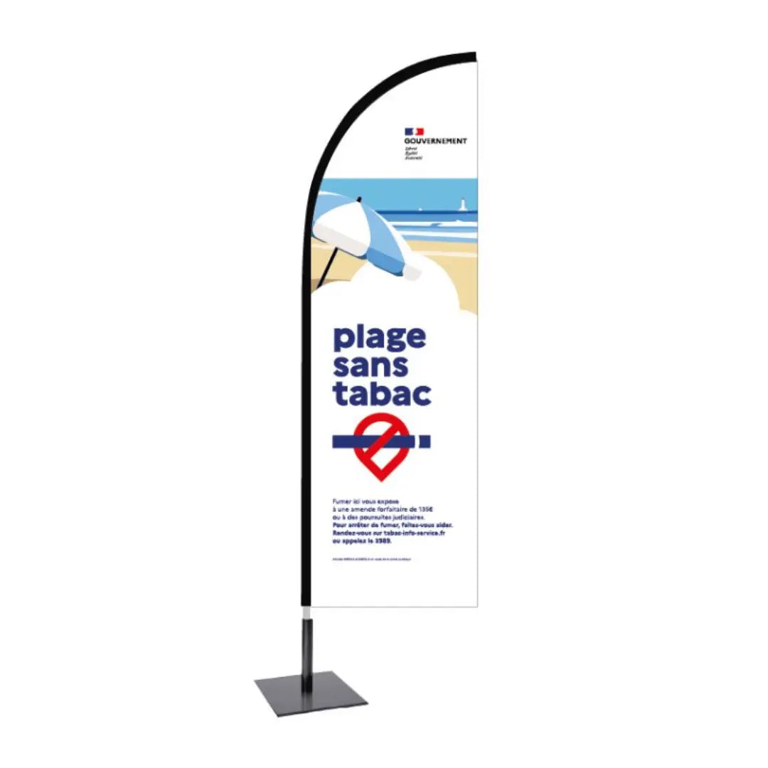 Kit Voile drapeau avec pied - Espace sans tabac france collectivités