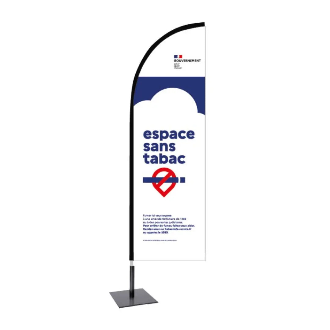 Kit Voile drapeau avec pied - Espace sans tabac france collectivités