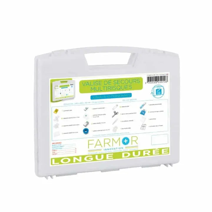 Valise de secours murale Farmor Longue durée LGD 9005 PP en polypropylène blanc jusqu'à 10 personnes