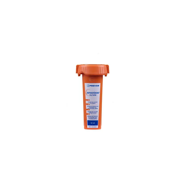 Lav'œil individuel Diphotérine 50 ml avec œillère stérilisée et étui ceinture, distribué par Farmor