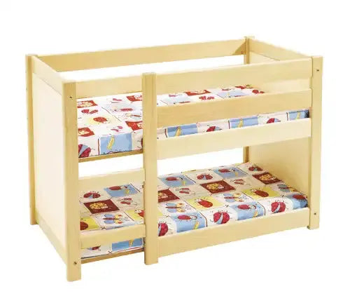 Lit superposé en hêtre massif pour dortoir de maternelle, avec matelas – SDM Mobilier