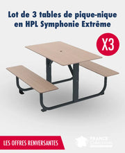 Lot de 3 tables de pique-nique en HPL Symphonie Extrême Rossignol