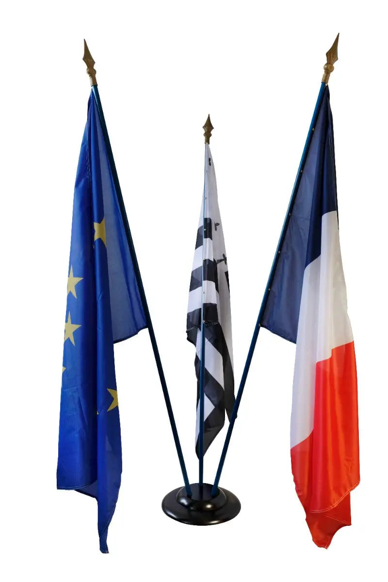 LOT Drapeaux De Mairie D'intérieur - France + Europe + Région + Socle france collectivités