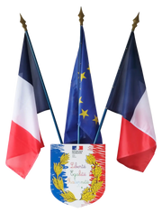 LOT Ecusson Spécial Ecole + 3 drapeaux france collectivités