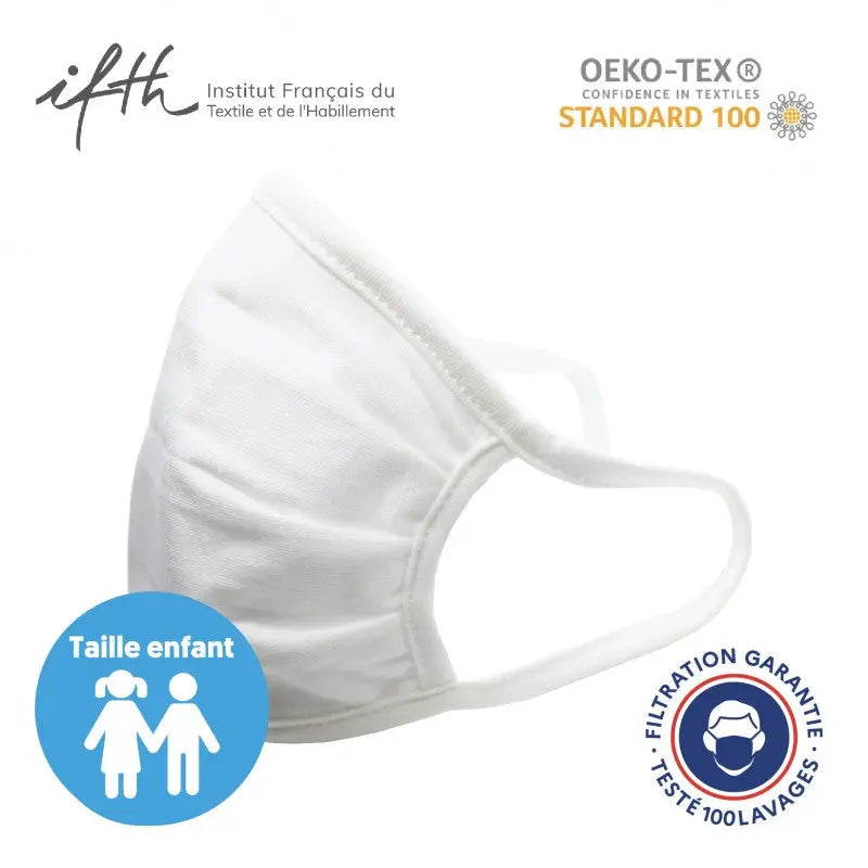 Masque tissu enfant AFNOR lavable 100 fois france collectivités