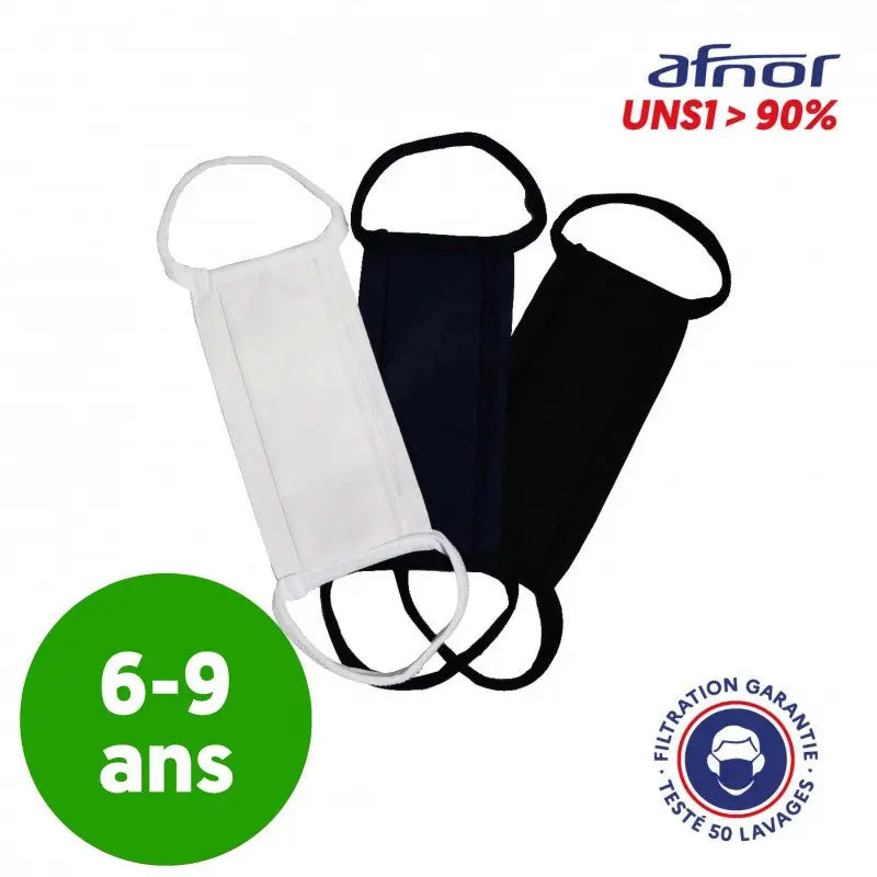 Masque enfant tissu AFNOR lavable 50 fois - Made in France france collectivités