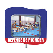 Miroir de surveillance aquatique / message "DEFENSE DE PLONGER" - 600 x 800 mm - France Collectivités