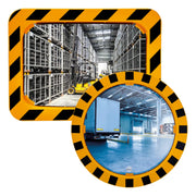 Miroir de sécurité avec cadre jaune et noir - Miroir Industriel - France Collectivités