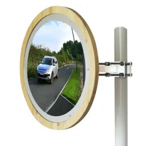 Miroir multi-usages en INOX POLI vision à 90° - avec dispositif ANTIGIVRE et ANTIBUÉE - Gamme JURA en bois - France Collectivités