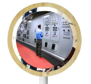Miroir multi-usages en INOX POLI vision à 90°- Gamme JURA en bois - France Collectivités