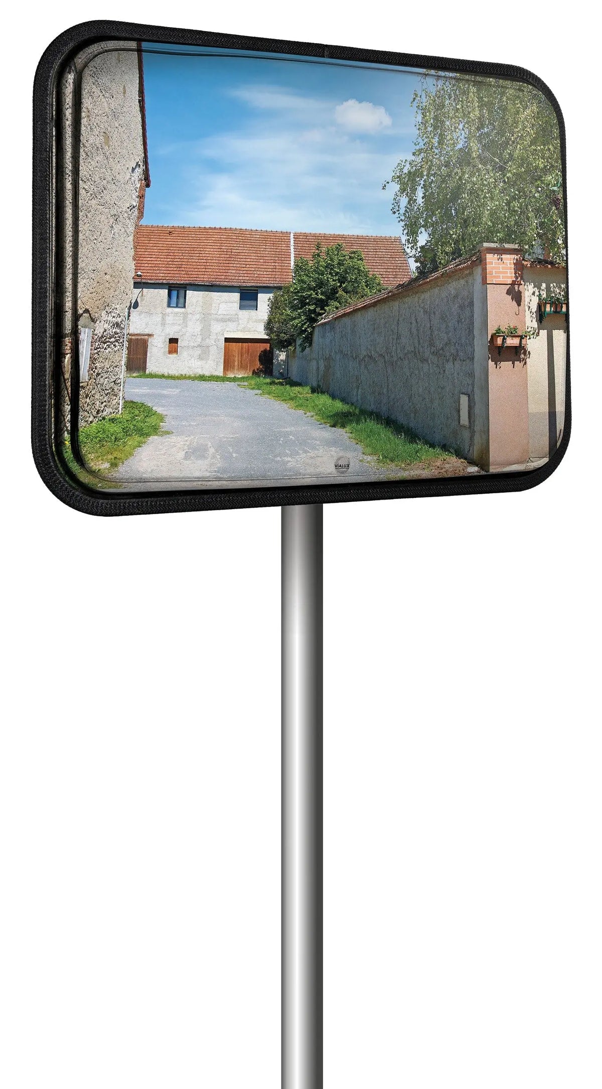 Miroir rectangulaire inox antibuée Procity pour sortie de parking privé