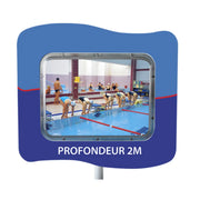 Miroir de surveillance aquatique message Profondeur 2,00 m, format 600 x 800 mm
