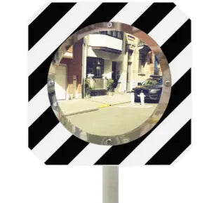 Miroir pour sortie de garage sur cadre noir et blanc - Gamme Citymir - PLEXI+ - France Collectivités