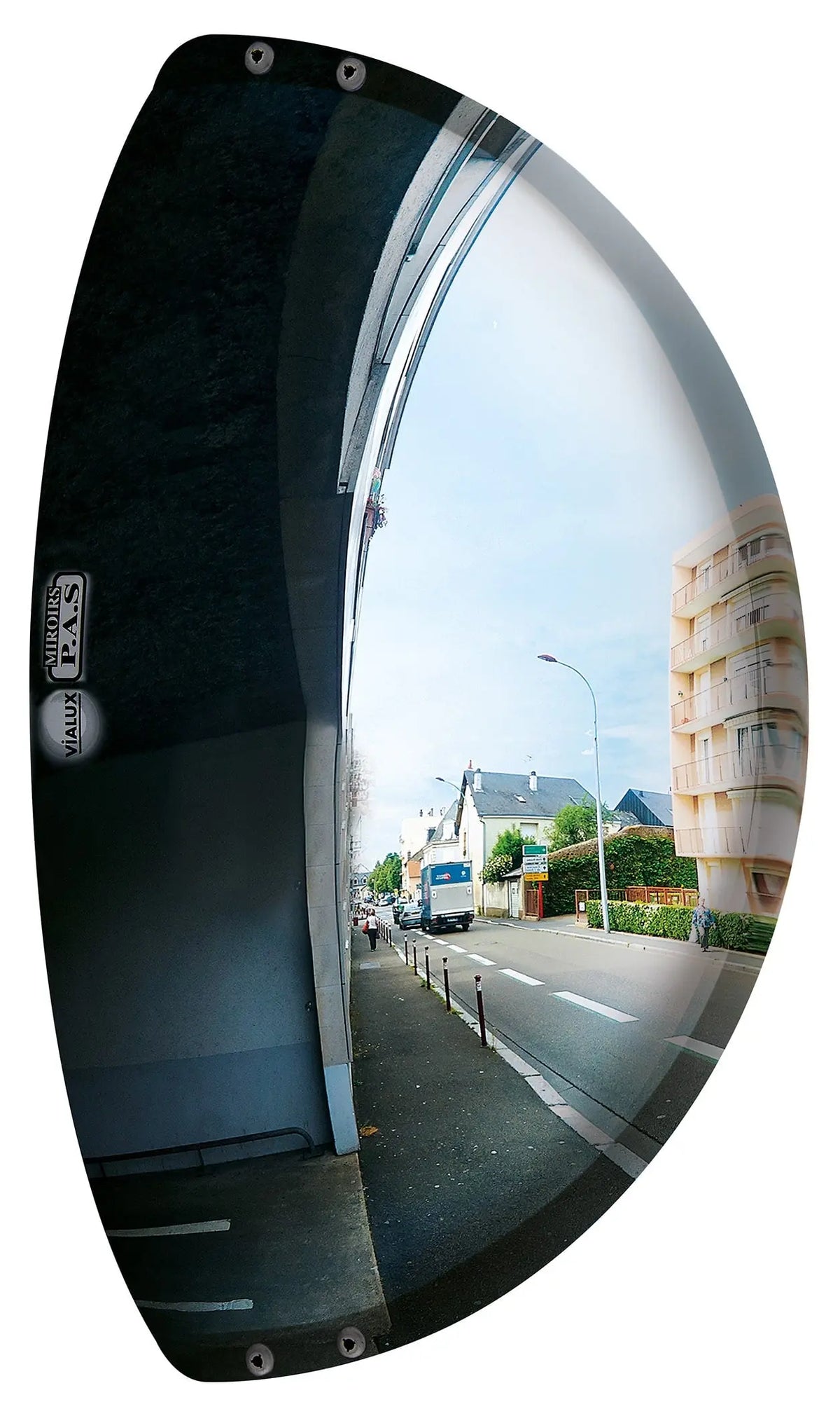 Miroir de sortie de garage convexe grand angle 180° à optique P.A.S® incassable