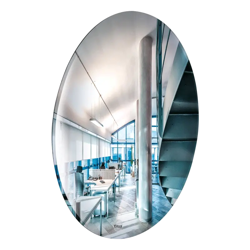 Miroir de surveillance intérieur grand format sans cadre, optique Polymir®