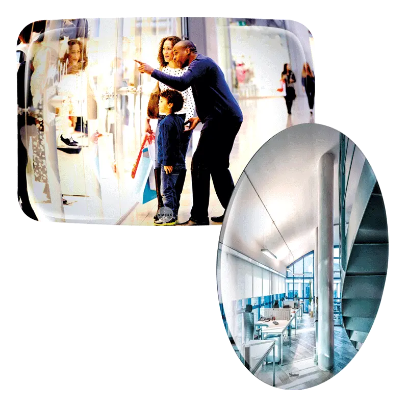 Miroir de surveillance intérieur petit format en Polymir® incassable, vision 90°