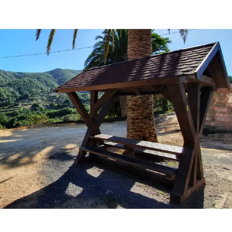 Ensemble abri banquettes et table en plastique recyclé Grand Canyon