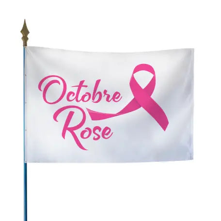 Drapeau sur hampe Octobre Rose france collectivités
