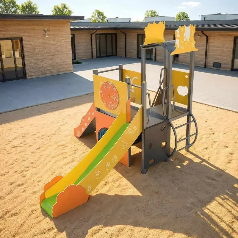 Structure de jeux pour enfants cache-cache monstre en acier mise en situation