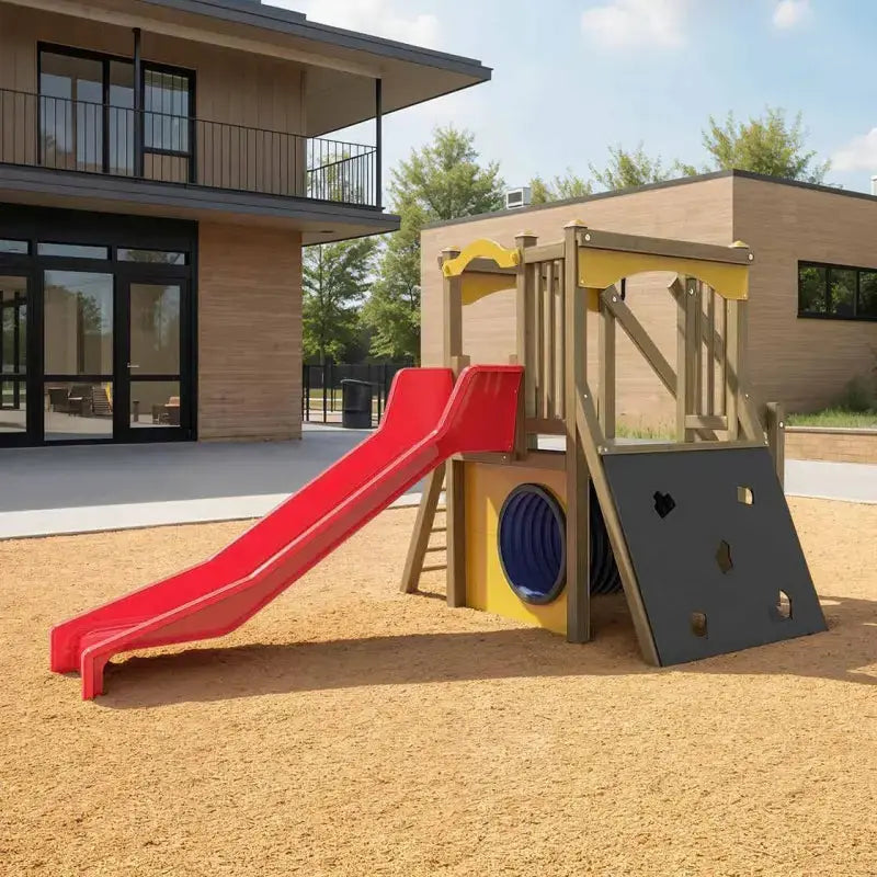 Structure de jeux pour enfants pitchounette en bois Ligne Park mise en situation
