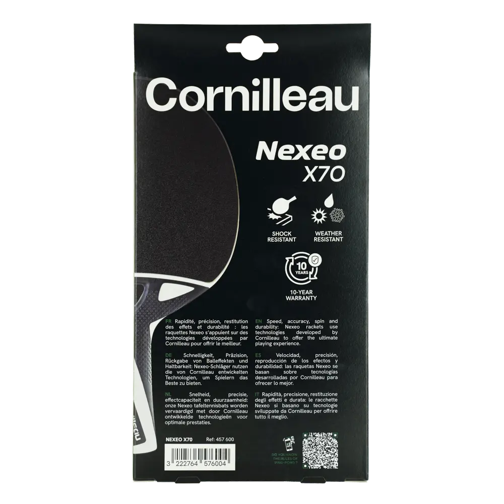 Raquette de tennis de table d'extérieur Nexeo X70, garantie 10 ans
