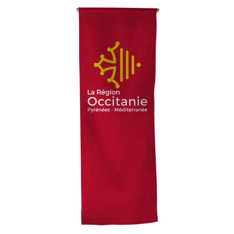 Oriflamme Occitanie à bas droit, traverse bois