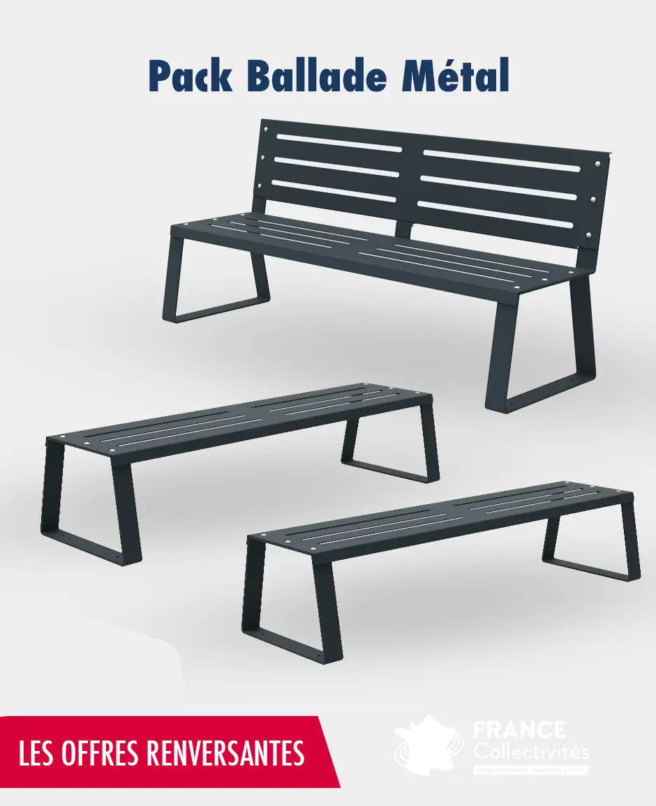 Pack Ballade Métal - 1 banc et 2 banquettes en métal Rossignol